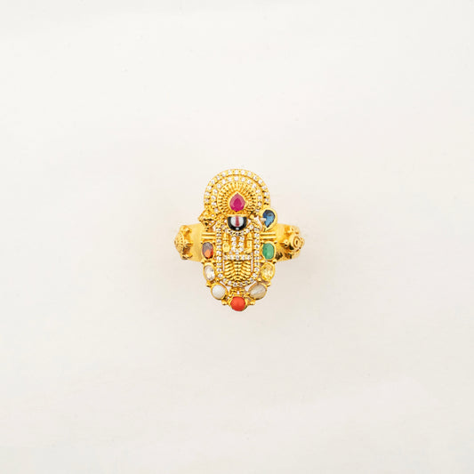 Navaratna Balaji Men's Gold Ring