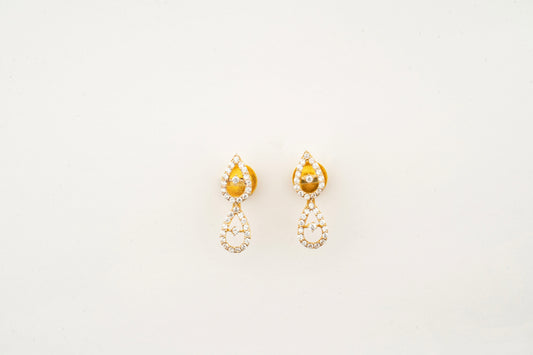 Sculptyx Celestial Drops handcrafted 18K gold crystal drop earrings featuring elegant teardrop Swarovski crystal accents.