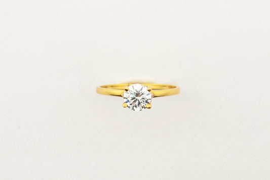 Sculptyx Glacier Crest handcrafted 22K gold solitaire ring featuring a brilliant Swarovski crystal centerpiece.