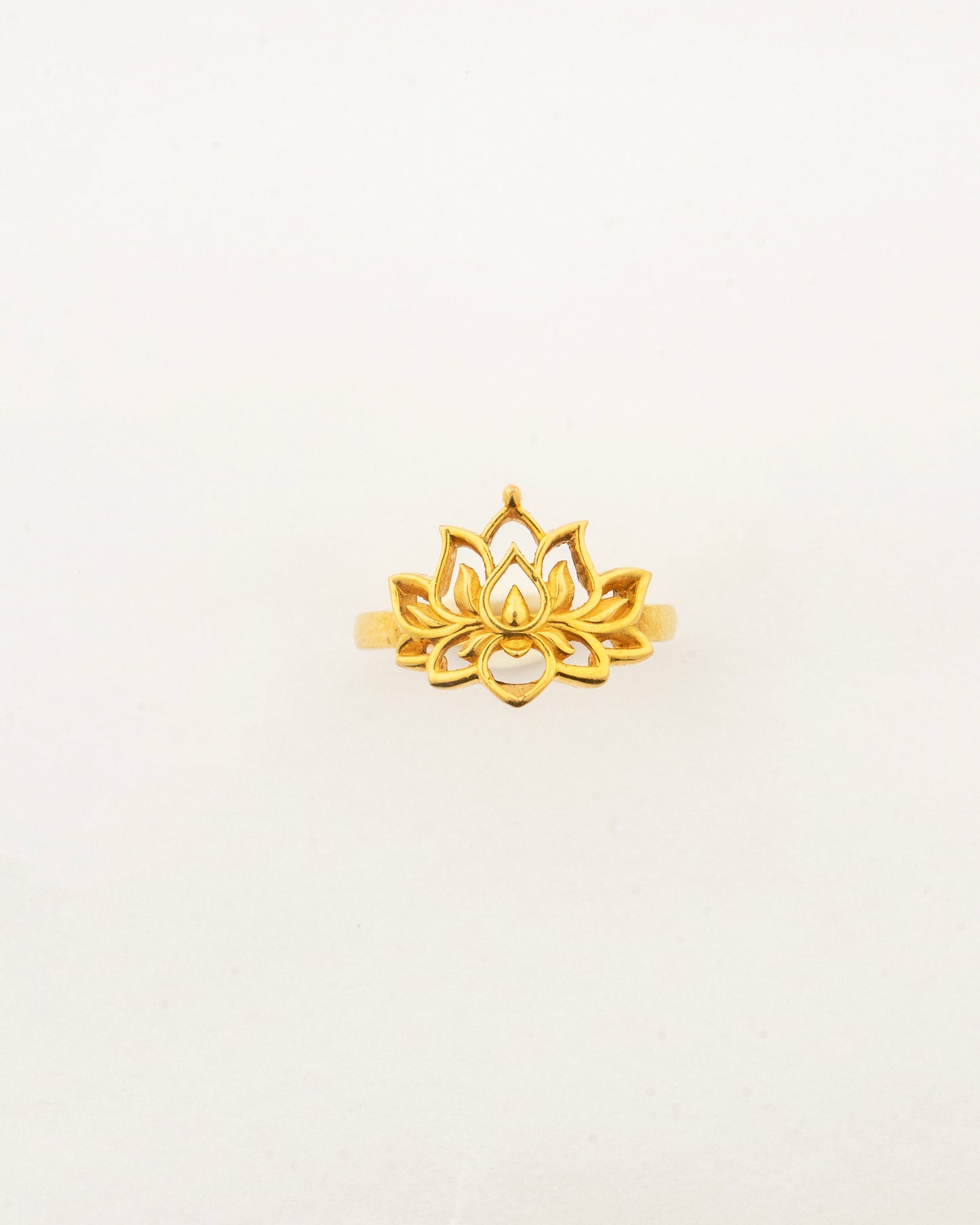 Sculptyx Golden Lotus handcrafted 22K gold lotus ring featuring an elegant open lotus flower inspired design.