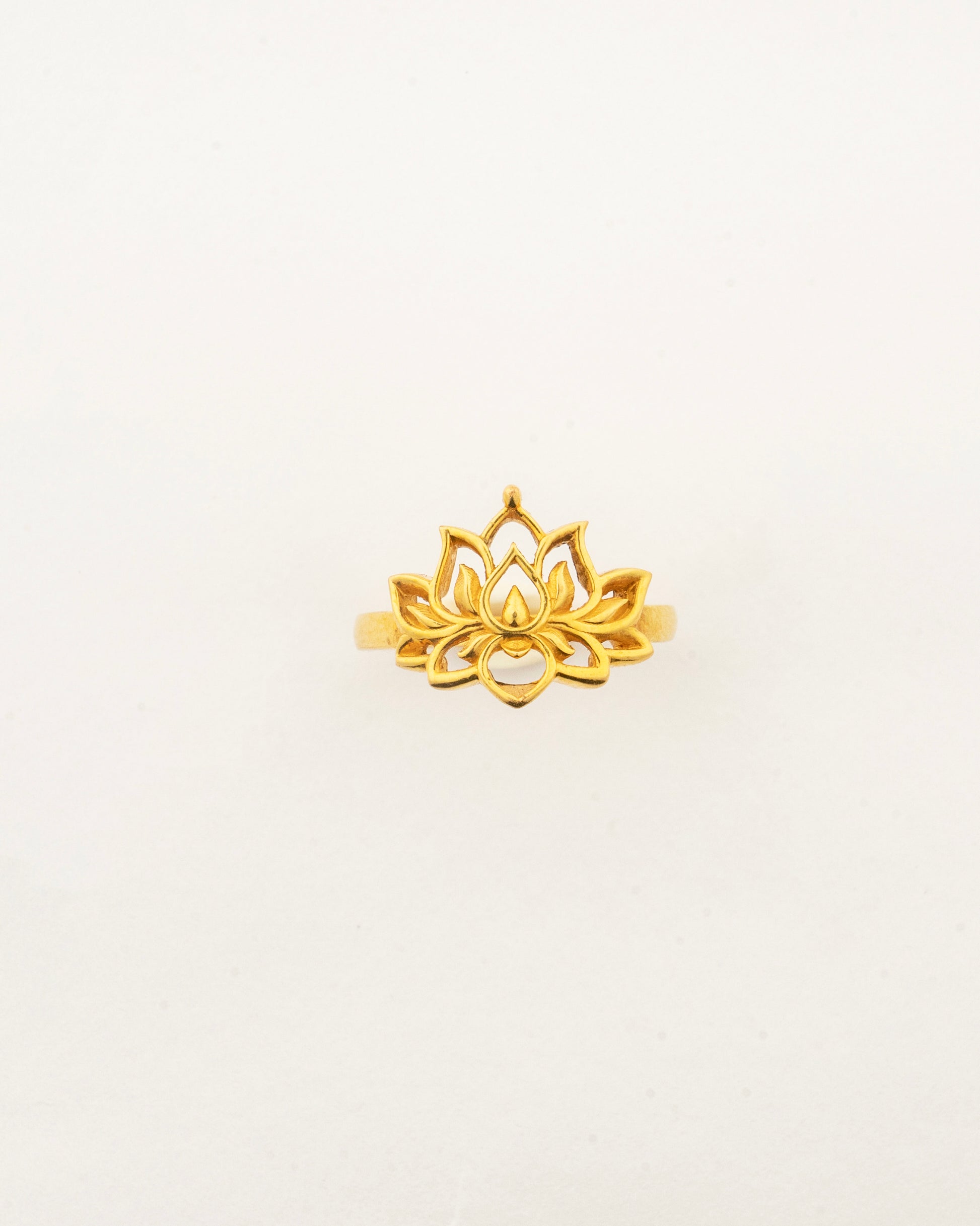 Sculptyx Golden Lotus handcrafted 22K gold lotus ring featuring an elegant open lotus flower inspired design.