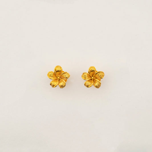 Sculptyx The Blooming Hour handcrafted 18K gold floral stud earrings inspired by a blooming five-petal flower.