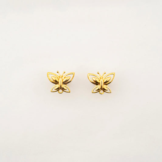 Sculptyx The Lightning Stud handcrafted 18K gold butterfly stud earrings with elegant minimalist design.